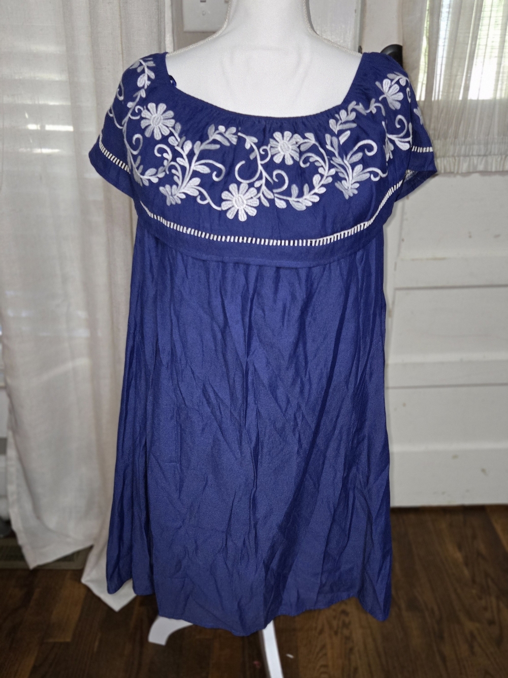 Altar'd State Royal Blue Embroidered Midi Dress